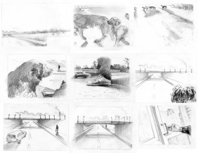 Faust - film Storyboard sketch, contemporary time interpretation, pencil on paper