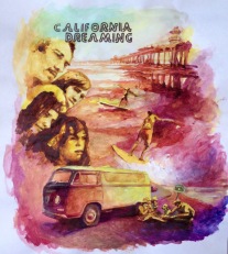 California Dreams Poster sketch, watercolors, paper
