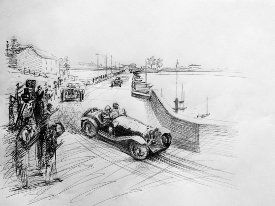 Nuvolari Race Sketch - pen on paper